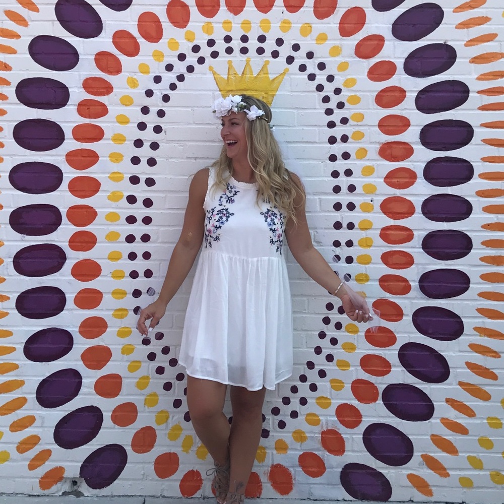 White dress with flower details